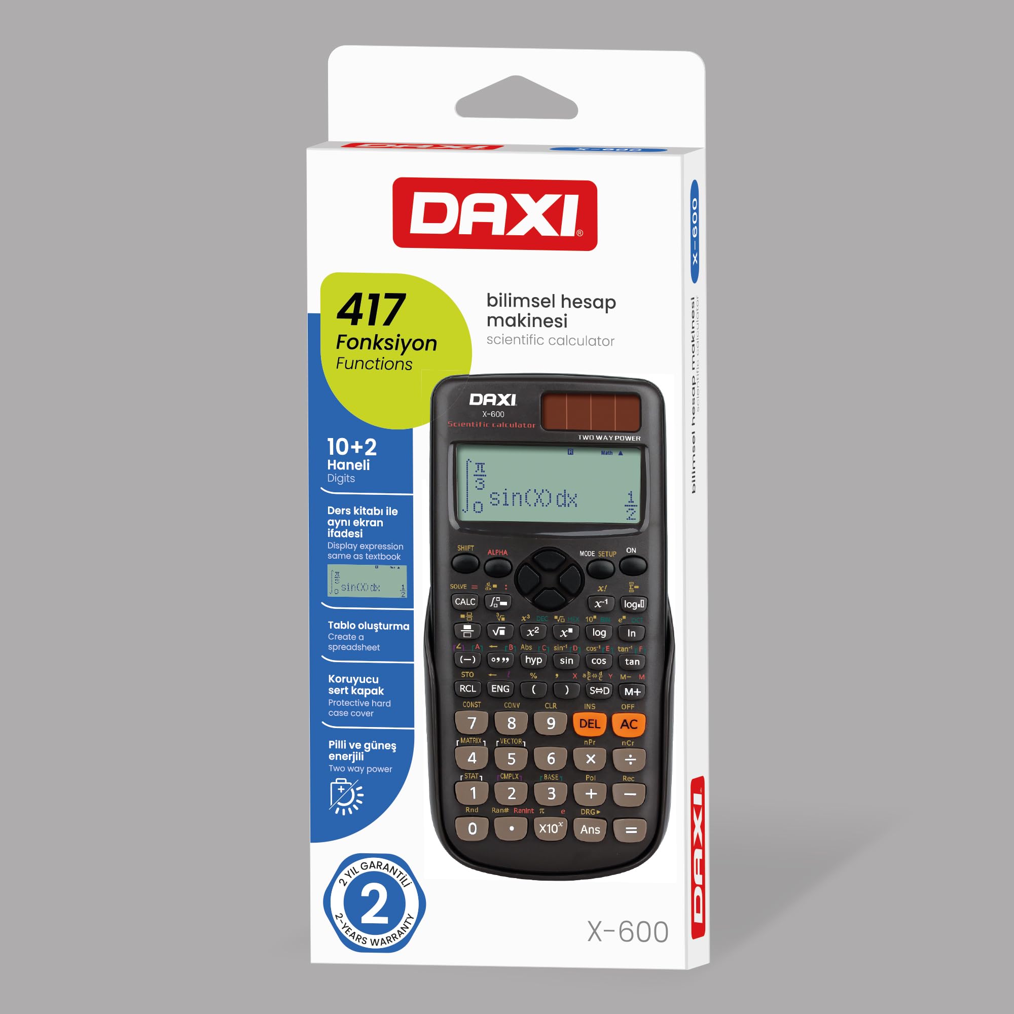 DAXI X-600 417 FONKSİYONLU BİLİMSEL HESAP MAKİNESİ : Amazon.com.tr